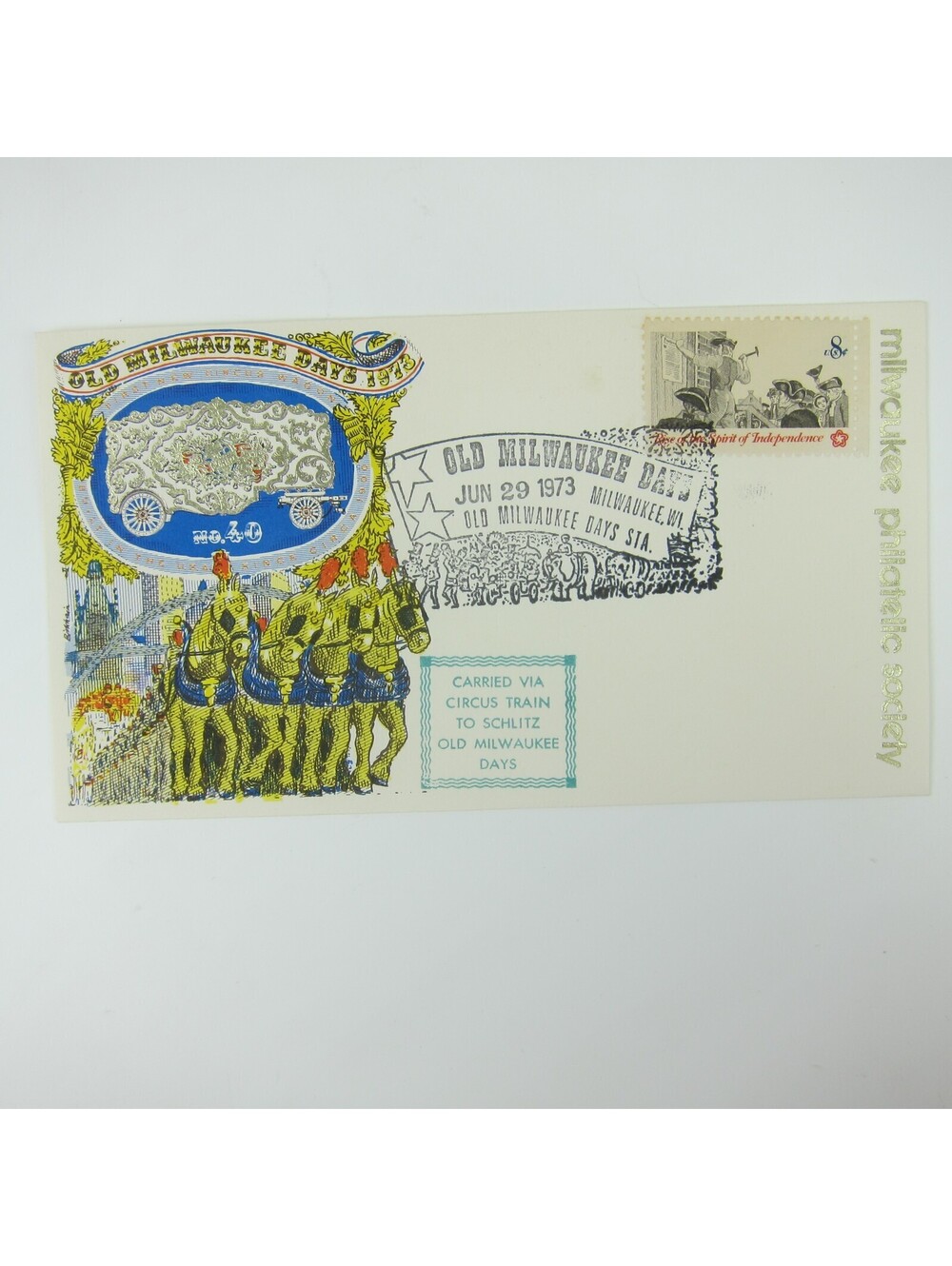 Circus Parade Old Milwaukee Days Postal Mail Cover Scott 1477 Stamp Vintage 1973